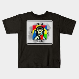 Smoking monkey - Gray rectangle Kids T-Shirt